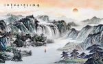 中国风山水画背景墙