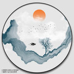 水墨画 圆形水墨画