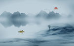 意境水墨山水画