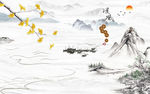 新款爆款顺风顺水山水画背景墙