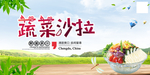 绿色清新蔬菜沙拉美食展板