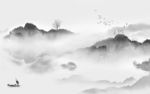 中式无框山水画 tif分层