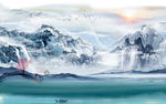 高端新现代山水画 tif分层
