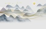水墨山水线条电视背景墙