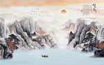 山河美景国画