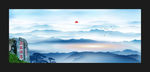 水墨山水 泰山背景国画