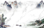 爵士白山水画 TIF分层
