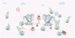 大象野餐儿童插画设计