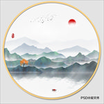圆形水墨画