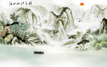 中式 无框山水画 tif分层