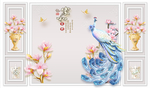 护墙板孔雀玉兰花背景墙图片
