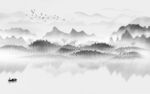 灰色高端山水画 tif分层