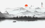 新中式山水电视背景墙