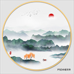 圆形山水画