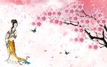 梅花侍女背景墙