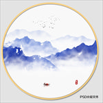 圆形水墨画
