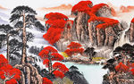 国画山水背景墙