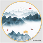 圆形山水画