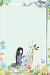 美丽水彩女孩背景