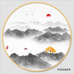 圆形水墨画
