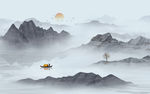 抽象水墨山水画