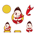 卡通插画虾