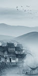 蓝色装饰玄关画 TIF分层