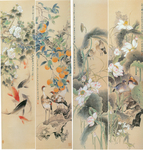 花鸟四条屏挂画
