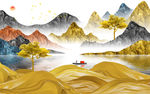 大气轻奢山水画 tif分层