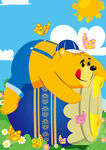 卡通小熊吃蜂蜜