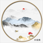 圆形抽象画 装饰画 山水