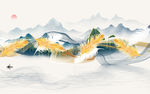 别墅新轻奢山水画 tif分层