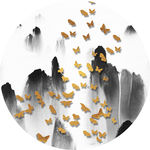 中式黑白山水晶瓷画装饰画