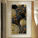 金色鱼新中式玄关晶瓷画