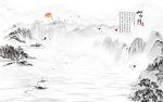新中式国画山水电视背景墙