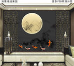 庭院新中式电视背景墙壁画