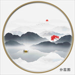 圆形水墨山水