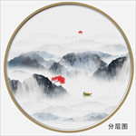 圆形水墨装饰画