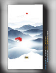 隔断水墨山 山水画