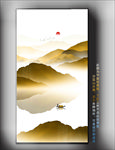 玄关山水挂画 金山 金色山水