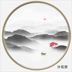 圆形山水背景山水画