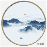圆形水墨画