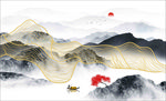 新中式金线山水 山水画 山水