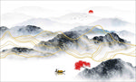 抽象线条 山水水墨画