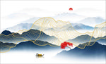 线条山水 抽象金线山水