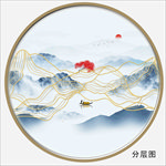 线条山水 金线