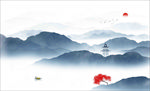 水墨山水背景墙