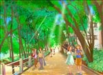 手绘潮州韩师石板路绿化走廊