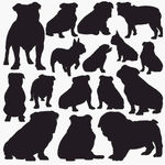 剪影版十六种不同坐姿卡通狗
