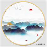 圆形水墨画